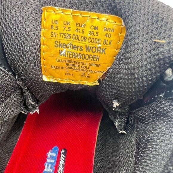 Sketchers RelaxedFit Men Size 8.5 Black Leather Waterproof Slip Resistant Boot - Picture 12 of 13